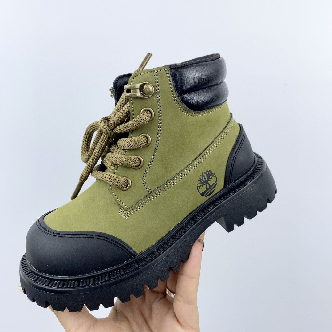 Timberland children's martin boots" olive green"