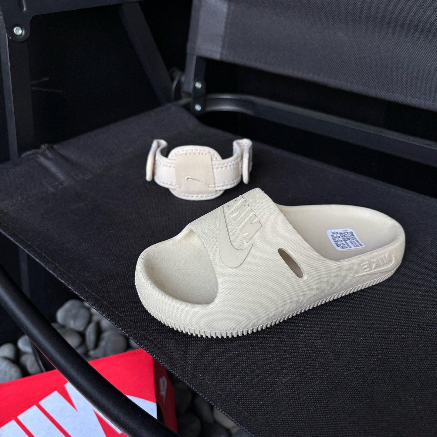 Nike open toe Velcro two-way sandals" Cream"