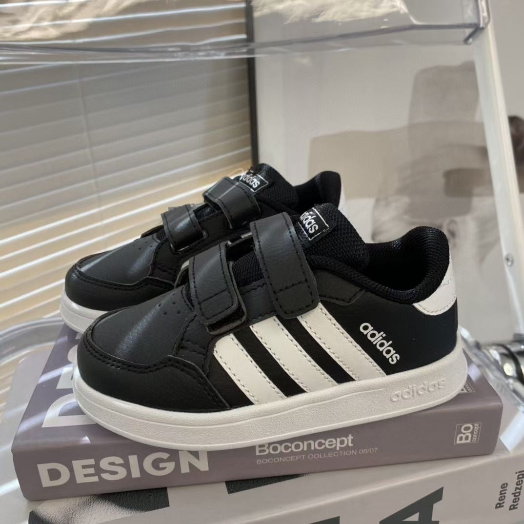 Adidas co-branded Velcro children's shoes" black, white"