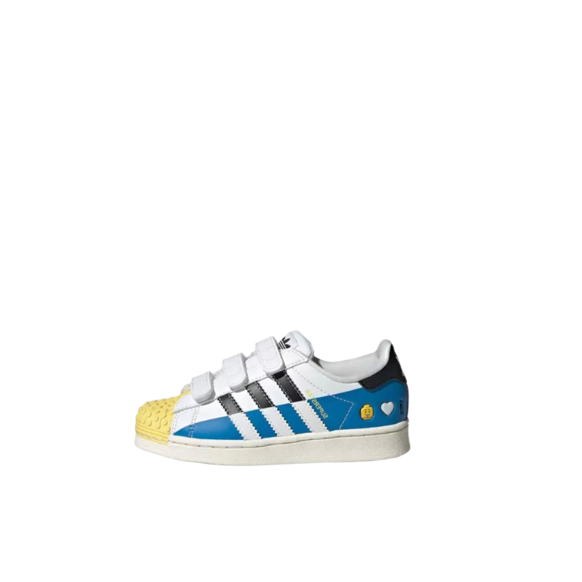 Adidas classic shell toe children's shoes" white, black, yellow"