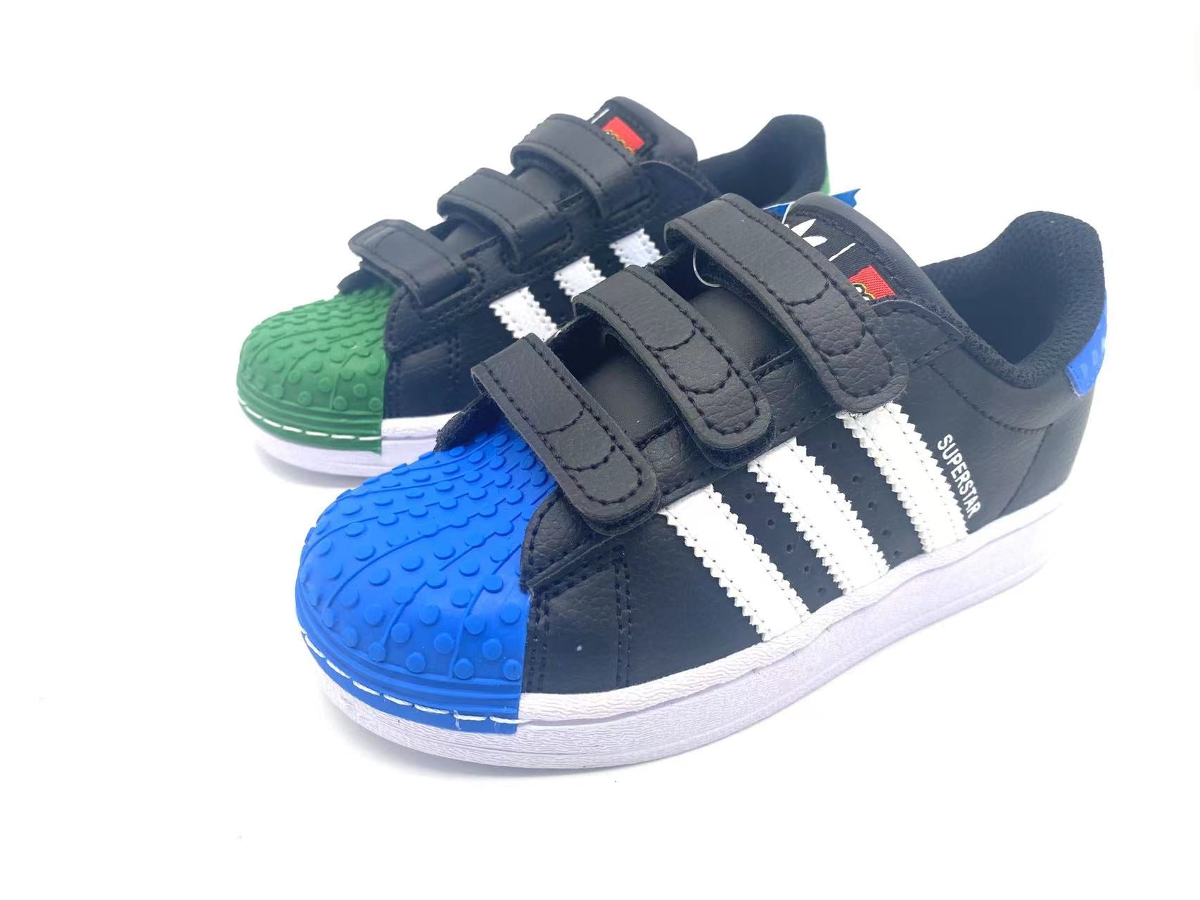 Adidas classic shell toe children's shoes" black, blue, green"