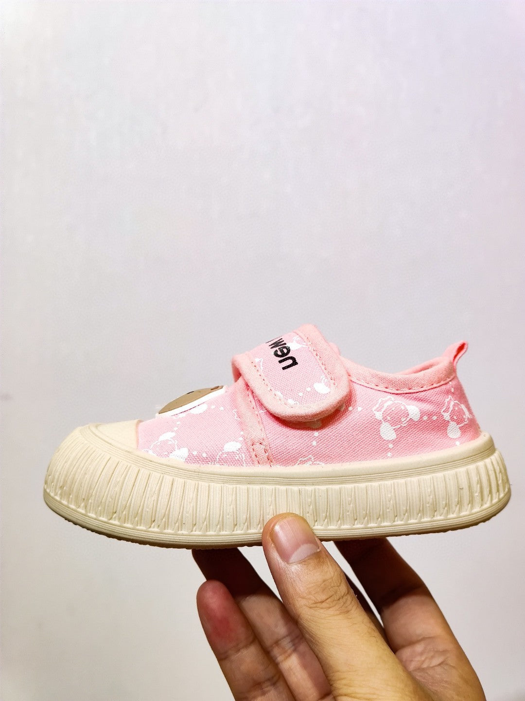 NB canvas bear cute Velcro children's shoes "pink"