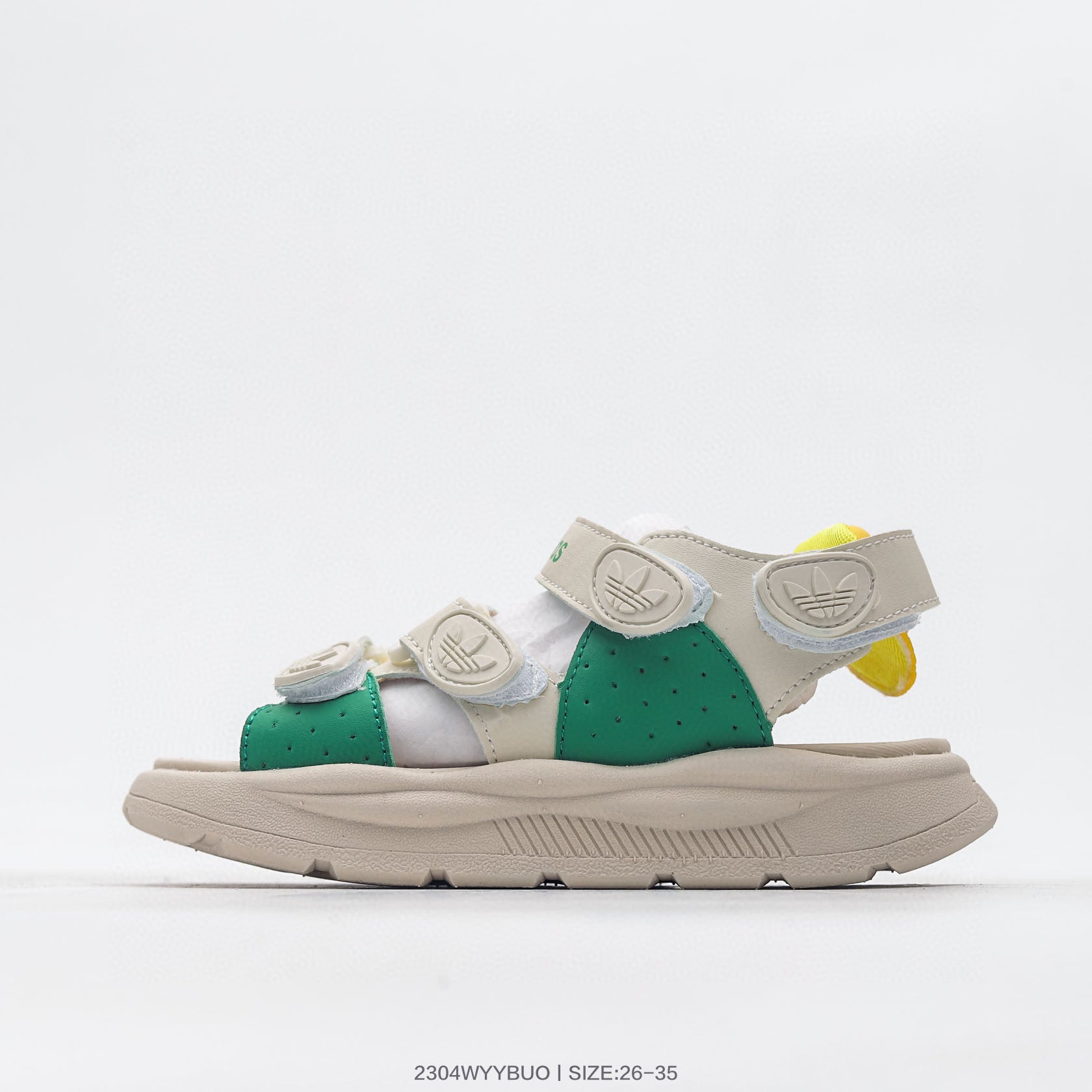 Adidas three-bar Velcro outdoor sandals" green"