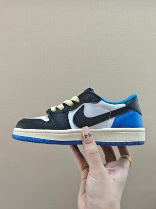 Qiao Yizhuan G version low-top children's lace-up sports shoes" black, white, blue"