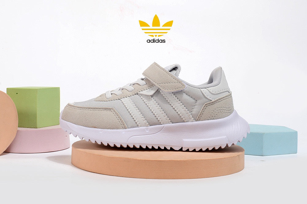 Adidas clover lightweight soft sole" gray, white"
