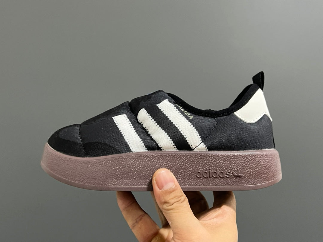 Adidas Bread Children's Slip-On Cotton Shoes" black"