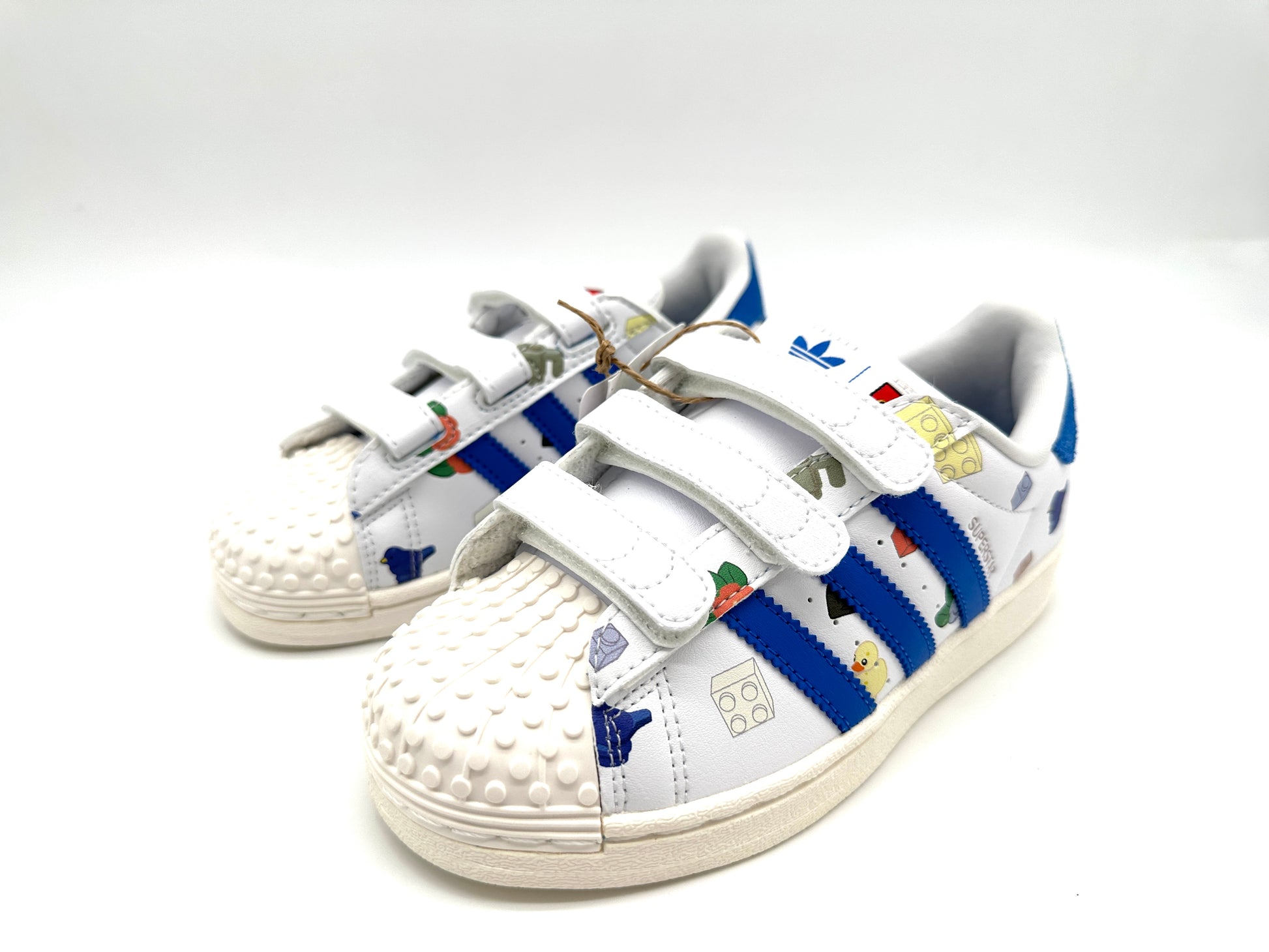 Adidas classic shell toe children's shoes" white, blue"