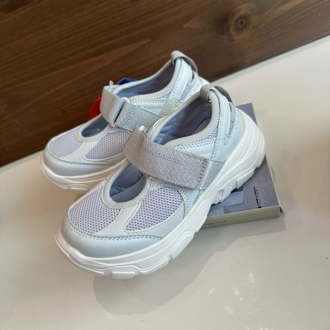 Mary Jane Closed Toe Sandals" light grey, & lavender tint"
