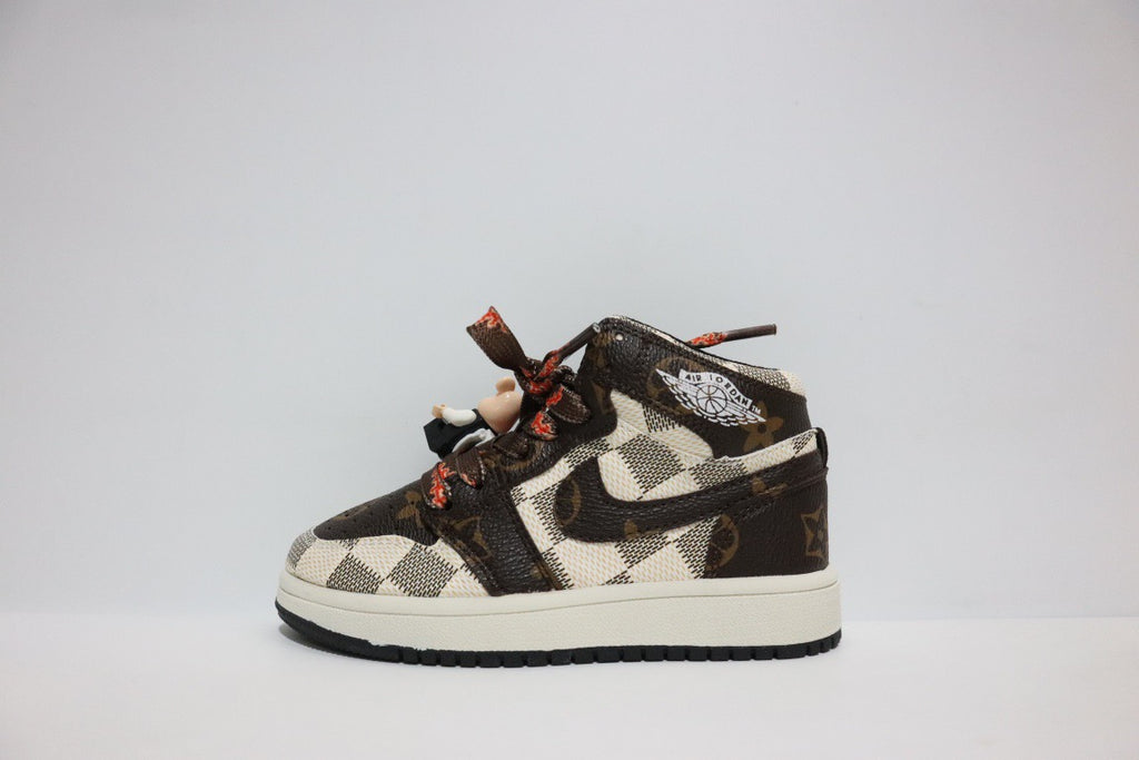 Joe 1 chessboard Lego high school children's shoes" brown, cream, off white"