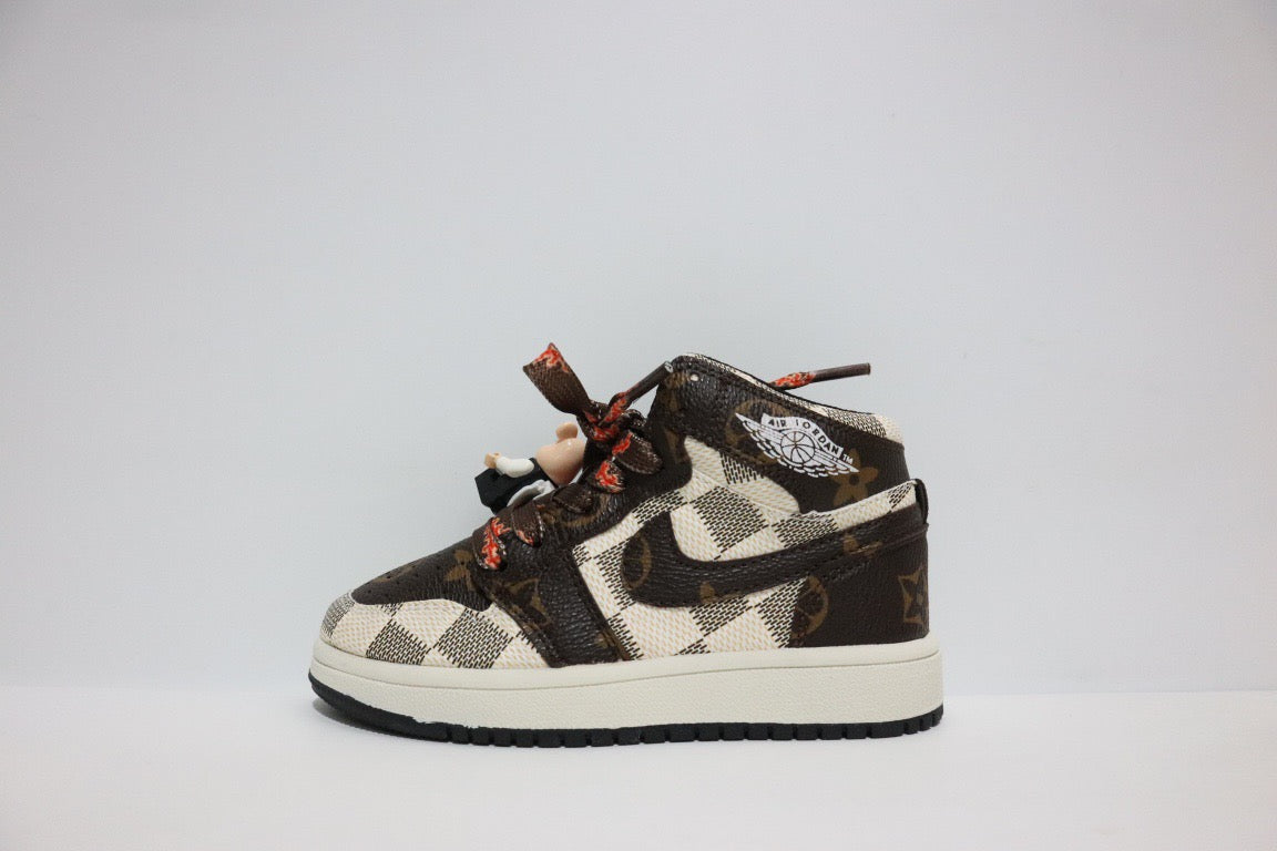 Joe 1 chessboard Lego high school children's shoes" brown, cream, off white"