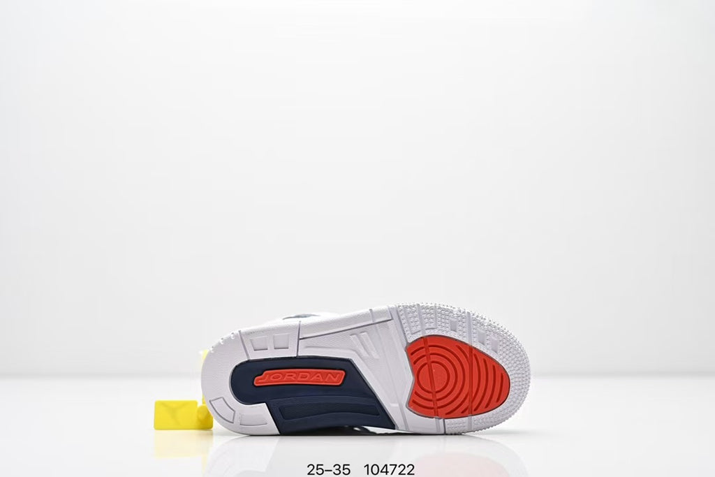 Jordan 312 high top children's shoes full second layer leather" white, Navy"