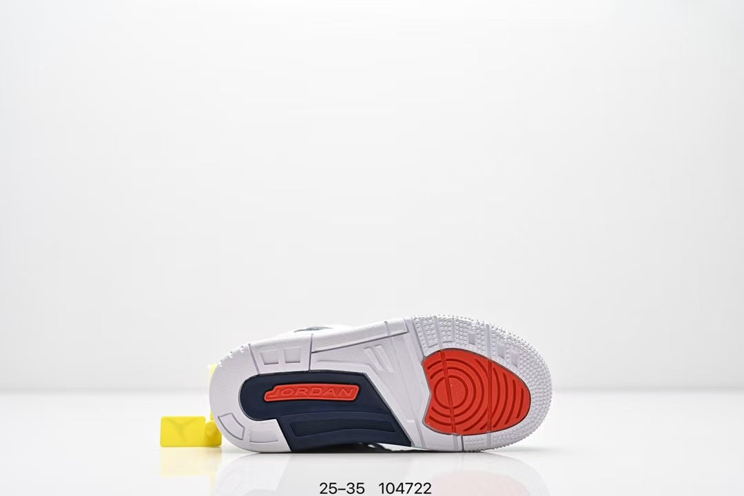 Jordan 312 high top children's shoes full second layer leather" white, Navy"