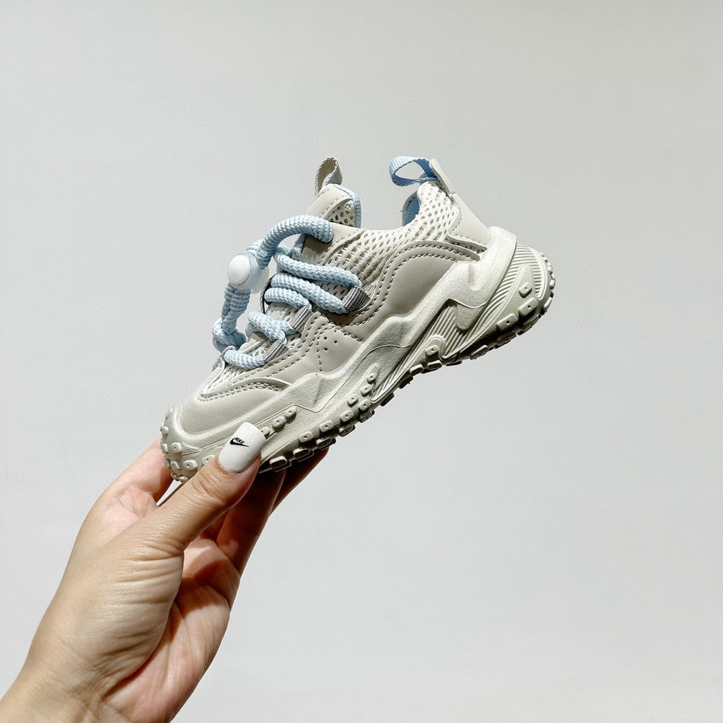 NK mesh drawstring children's tire shoes "Light Gray/ blue"