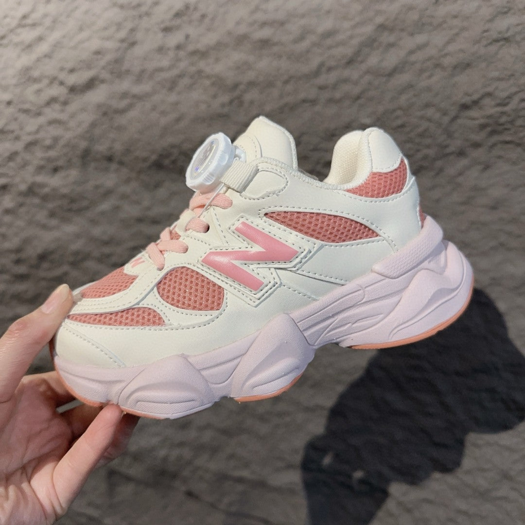 NB9060 rotating button children's shoes" cream, pink"