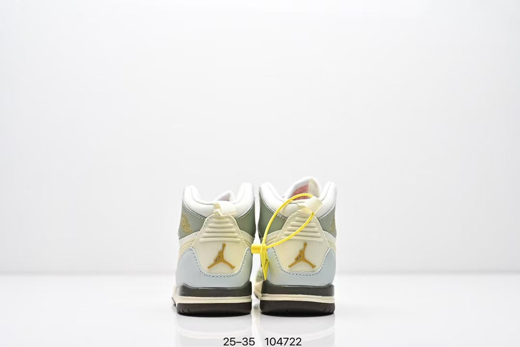 Jordan 312 high top children's shoes full second layer leather" light green, cream, light blue"
