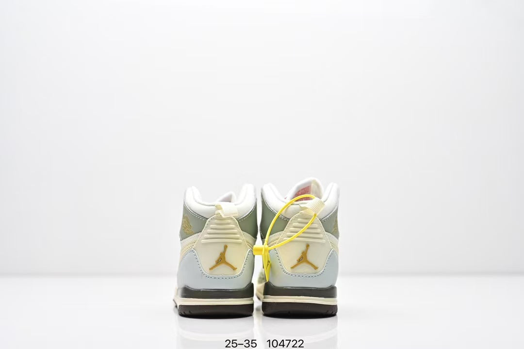Jordan 312 high top children's shoes full second layer leather" light green, cream, light blue"