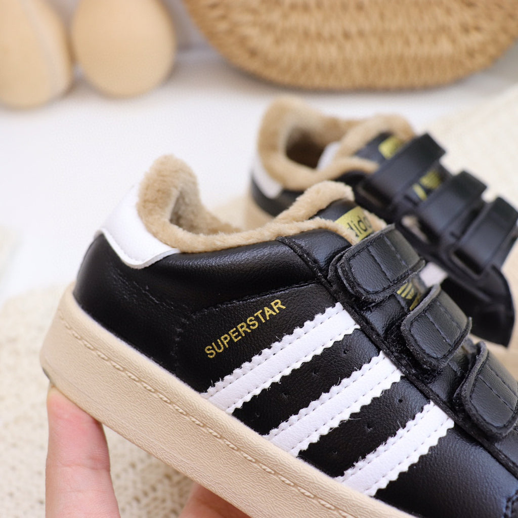 Adidas clover Velcro shell toe plus velvet sneakers" black, beige"