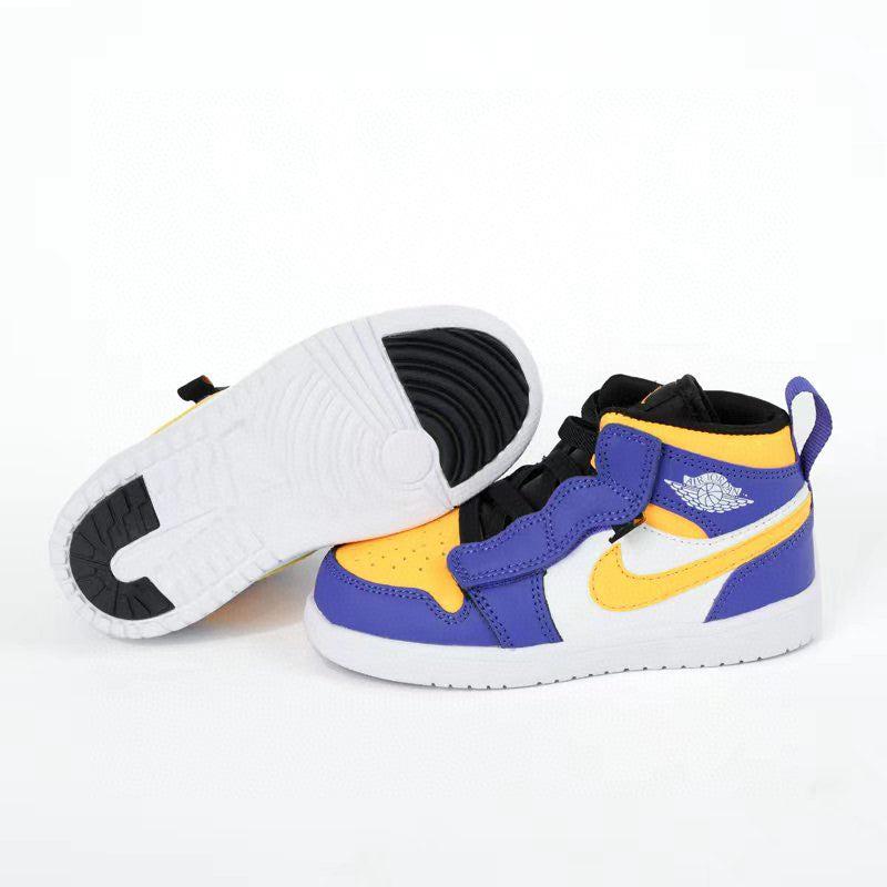 Jordan high top elastic band" white, blue, yellow"