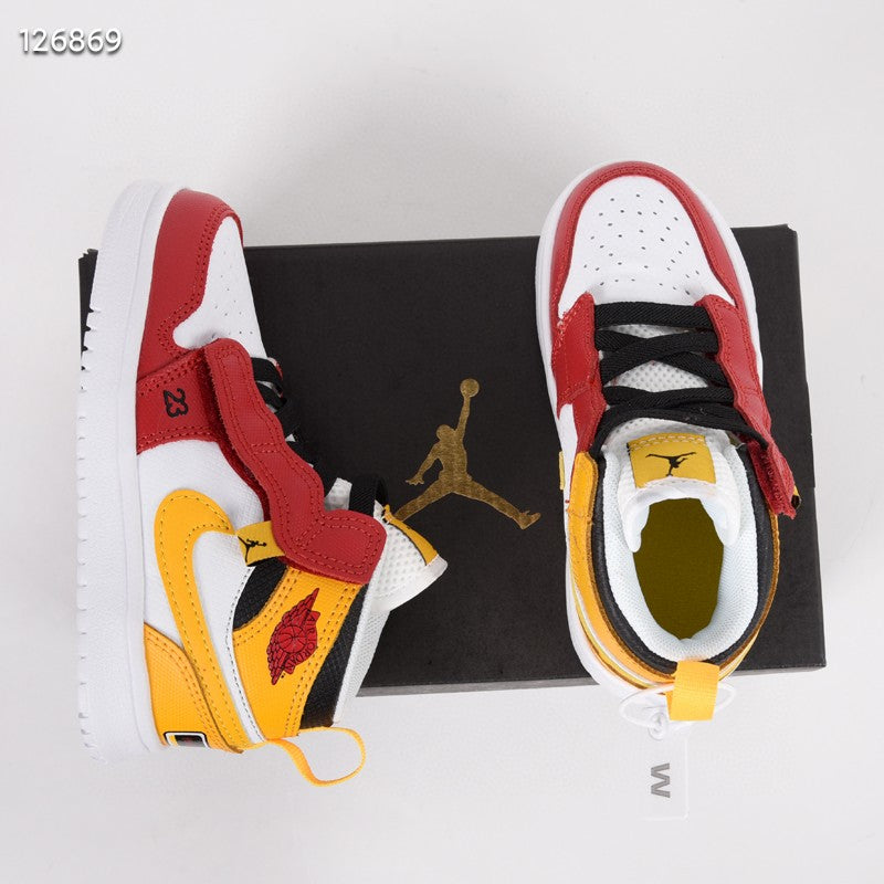 Jordan high top elastic band" red, yellow, white"