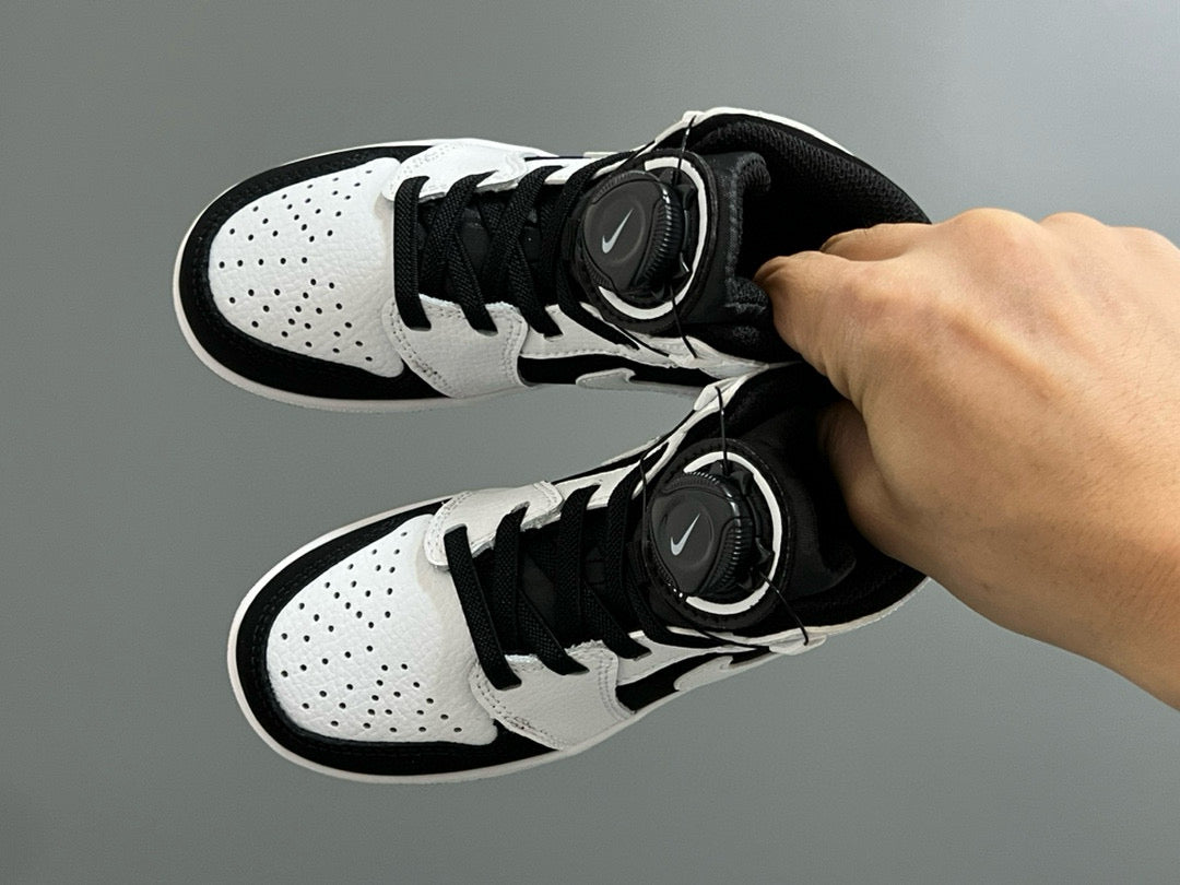 Qiaoyi mid-cut buckle children's shoes" white, black"