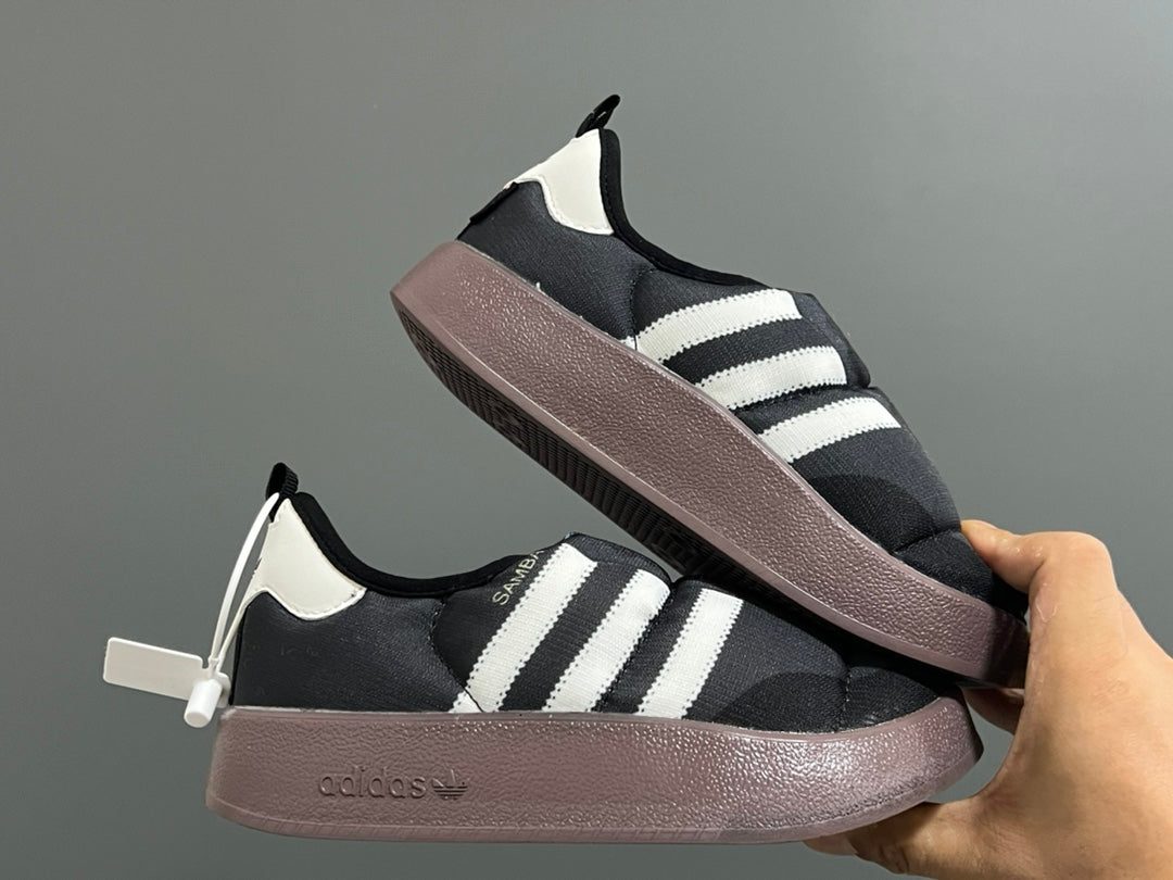 Adidas Bread Children's Slip-On Cotton Shoes" black"