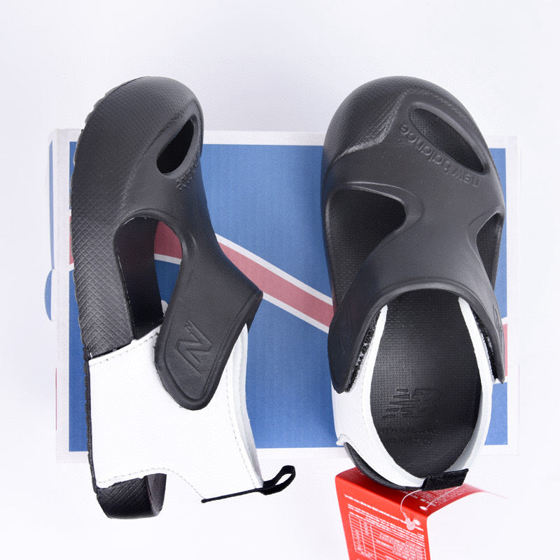 New NB closed toe sandals" white, black"