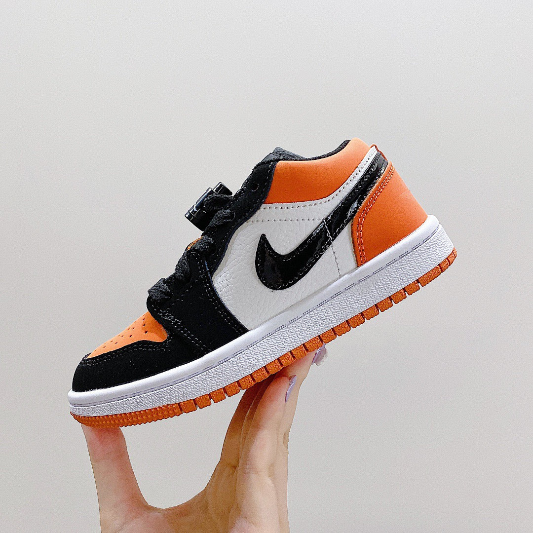 Joe 1 low-top elastic buckle parent-child shoes" white, black, orange"