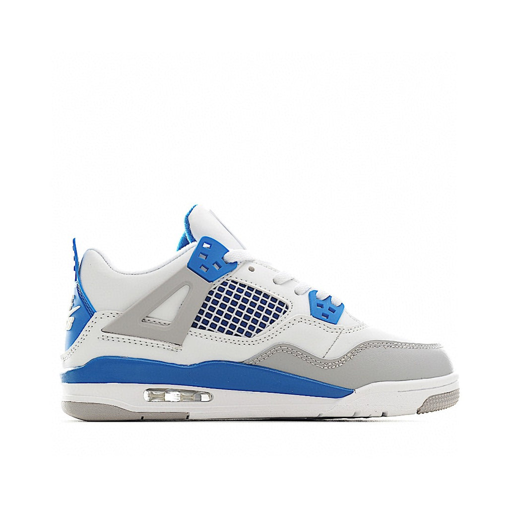 NK AJ 4th generation lace-up basketball air cushion children's shoes" white, gray, blue"