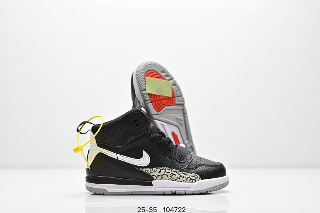 Jordan 312 high top children's shoes full second layer leather" black"