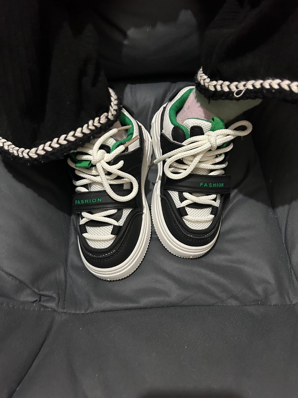 AD Velcro children's casual sneakers" black, green"