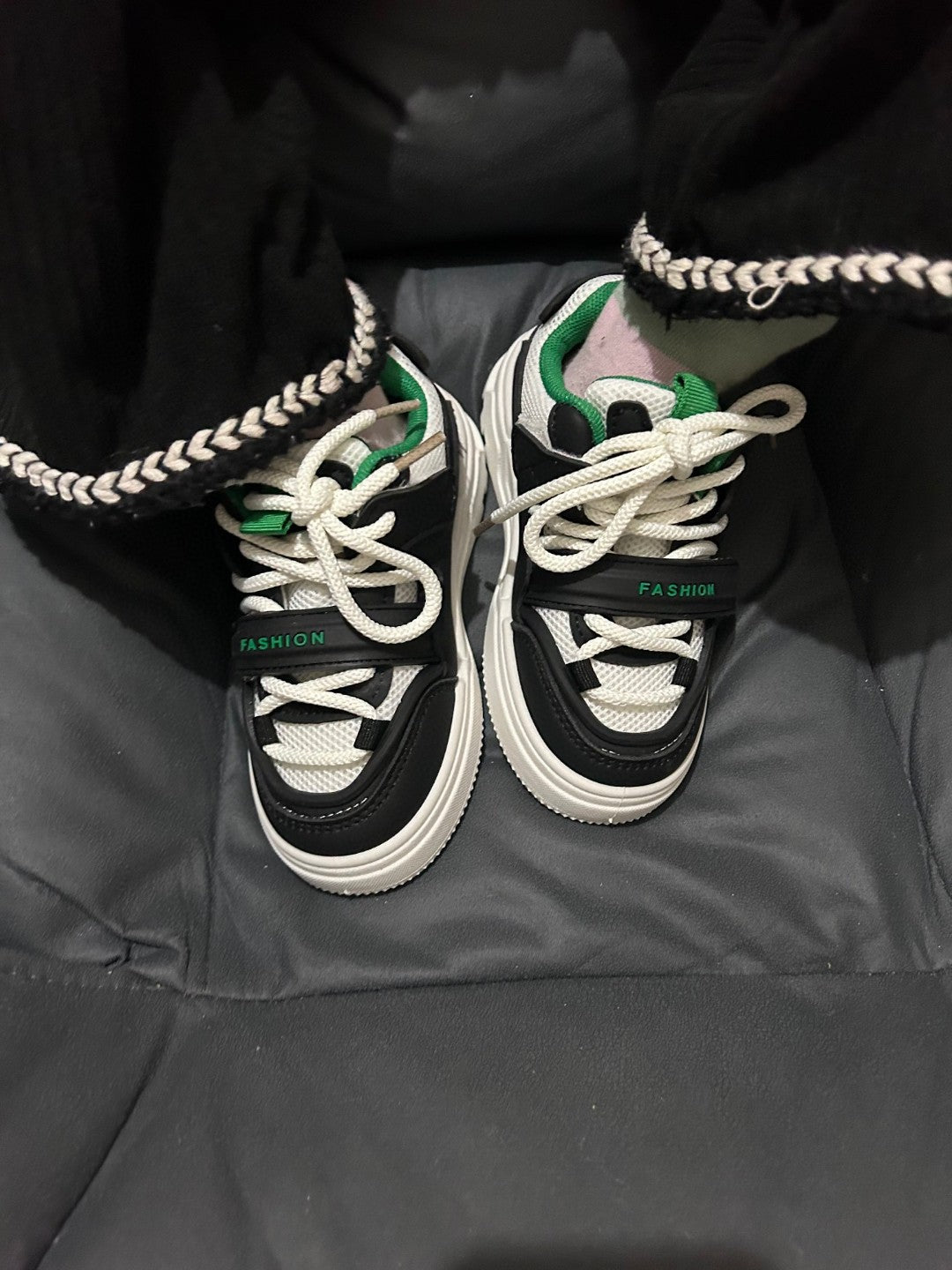 AD Velcro children's casual sneakers" black, green"