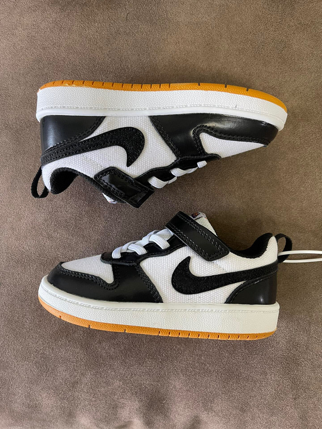 NIKE workwear Air Force One mesh elastic band Velcro children's shoes" white, black"