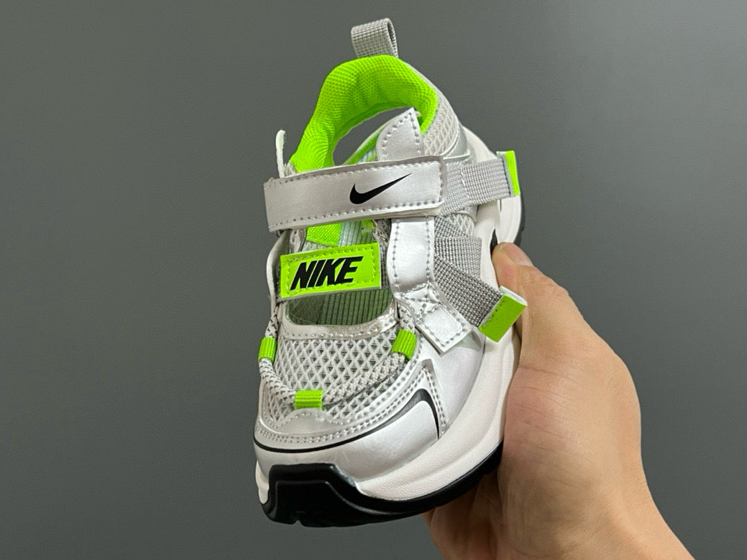 Nike Velcro Mesh Daddy Shoes for Kids" white , gray