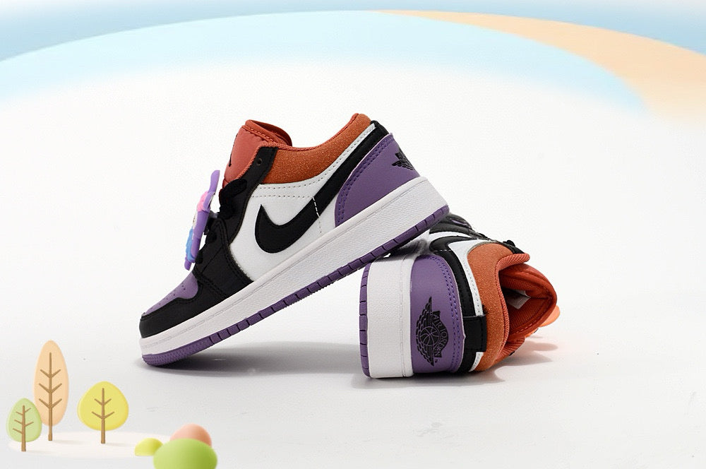 Jordan low-top first generation cartoon children's shoes" white, black, navy"