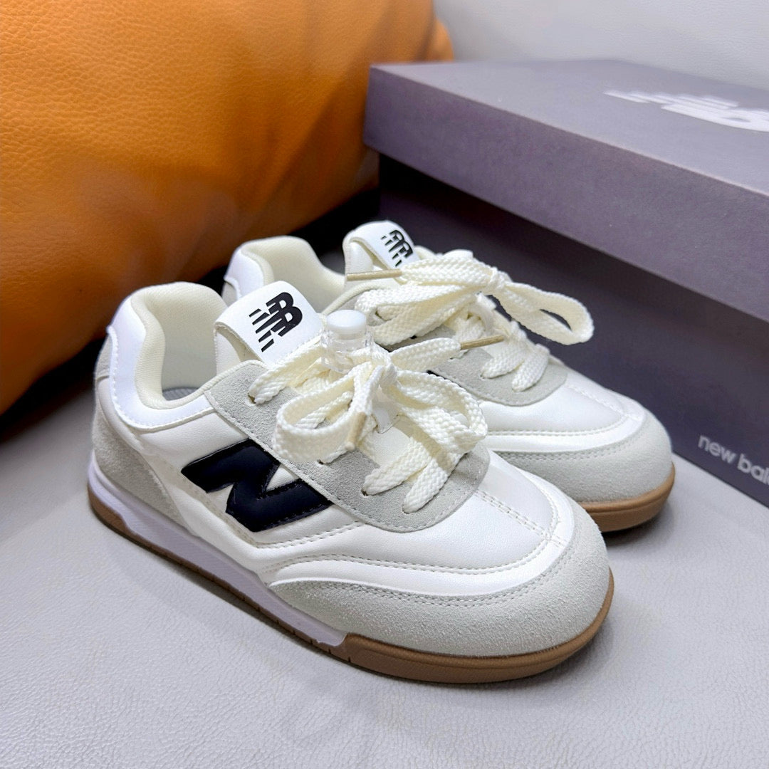 NB URC42LA lace-up buckle children's shoes" white, light gray"