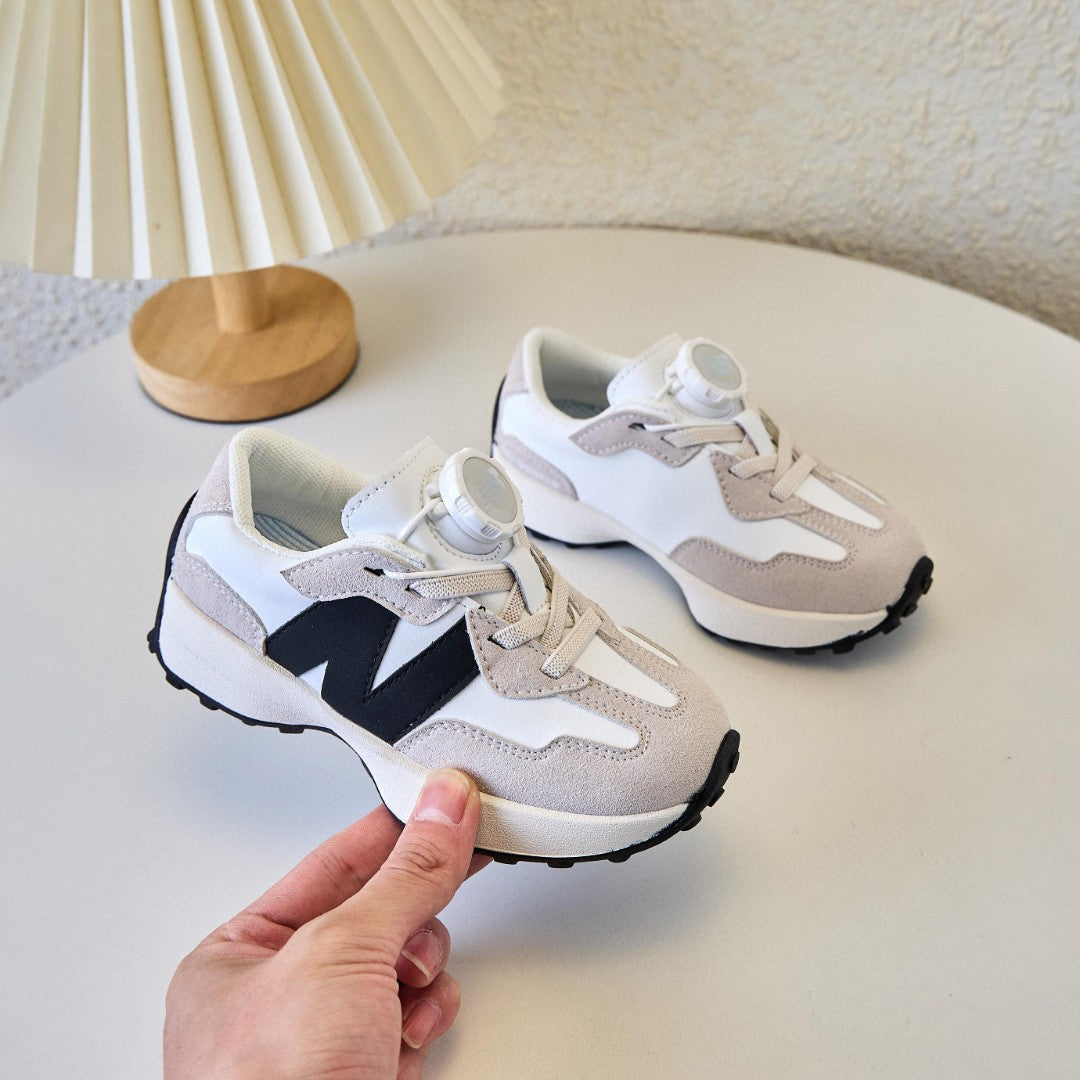 NB327 Rotating Buckle Waffle Gump Children's Shoes" gray, white"