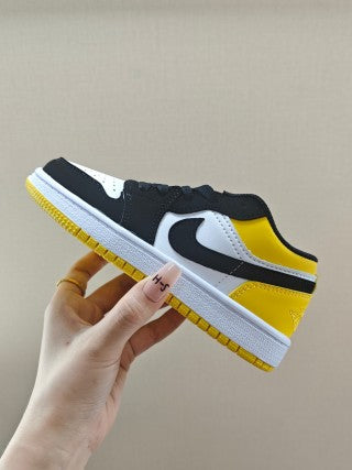 Qiao Yizhuan G version low-top children's lace-up sports shoes" black, yellow"