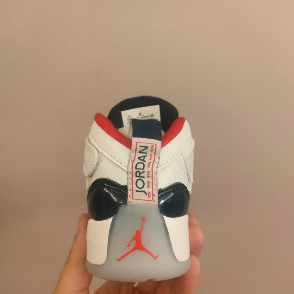 Jordan 612 single buckle children's shoes" white, black, red"