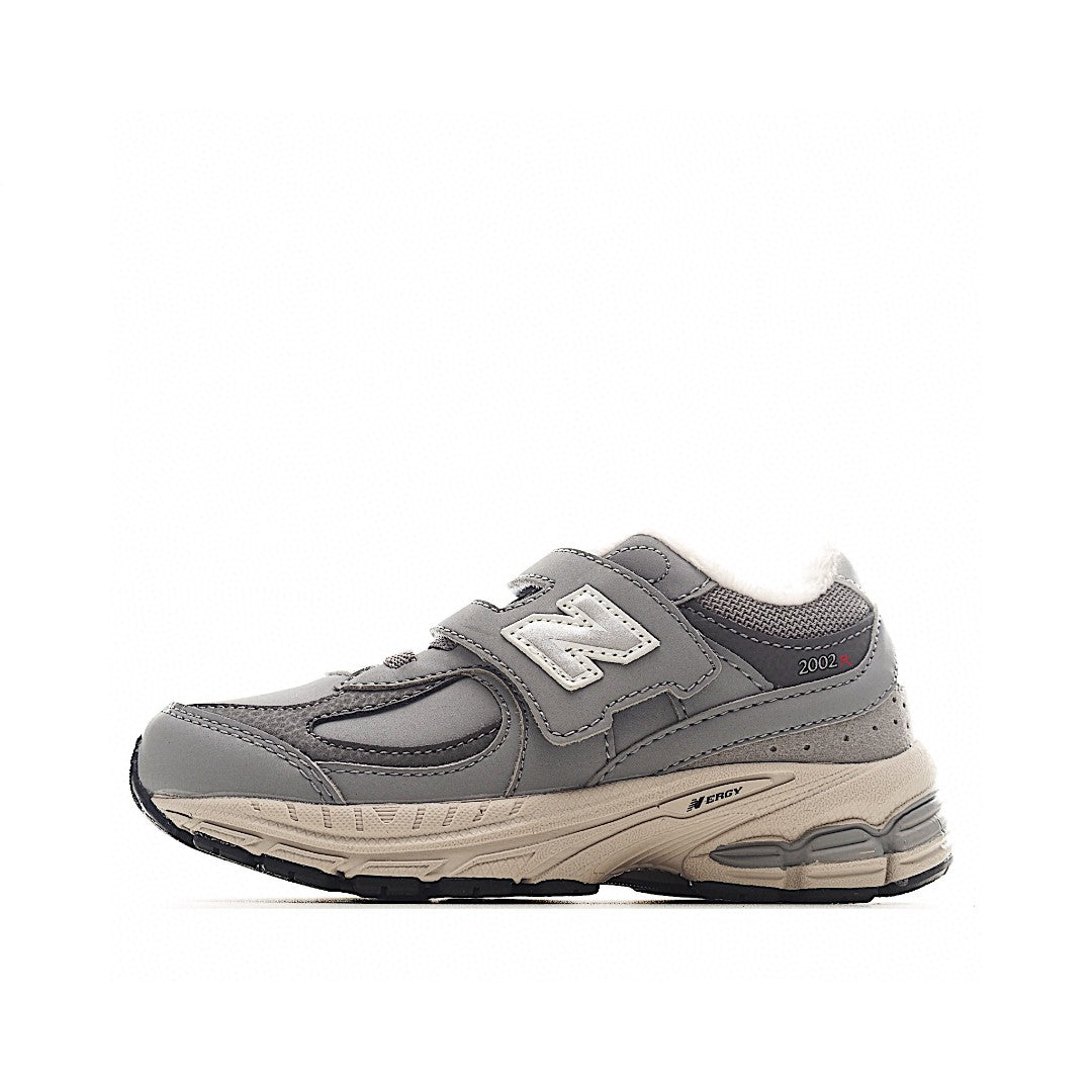 NB 2002 Velvet Elastic Velcro Children's Shoes" Gray"