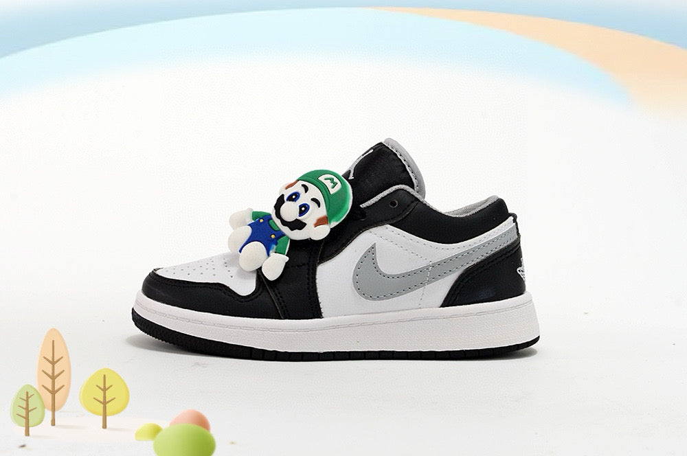 Jordan low-top first generation cartoon children's shoes" white, black, gray"