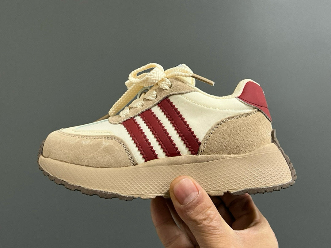 Adidas three stripes Velcro children's shoes " cream, burgundy"