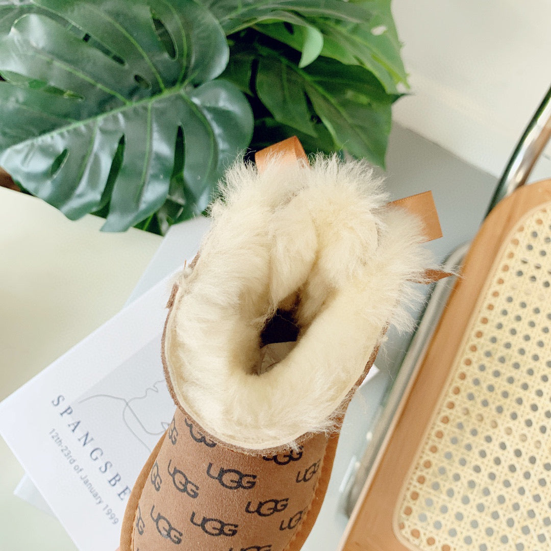 UGG co-branded wool integrated snow boots" brown"