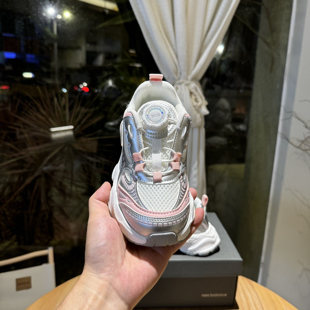 NB New Balance Retro Daddy Style Casual Sports Running Shoes" white, silver, pink"