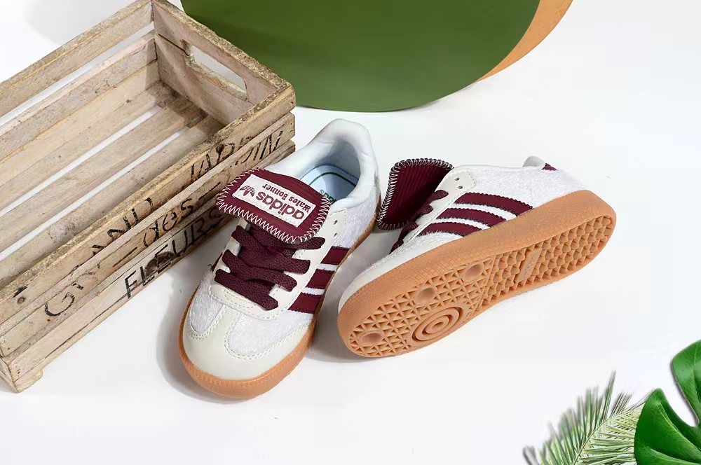Adidas children's training shoes" white, burgundy"