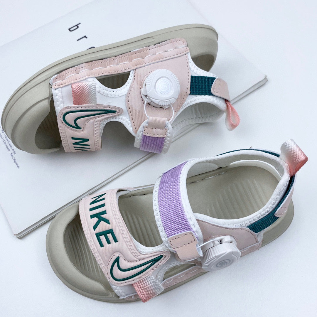 Nike Twist Lock Closed Toe Sandals "light gray, light pink"