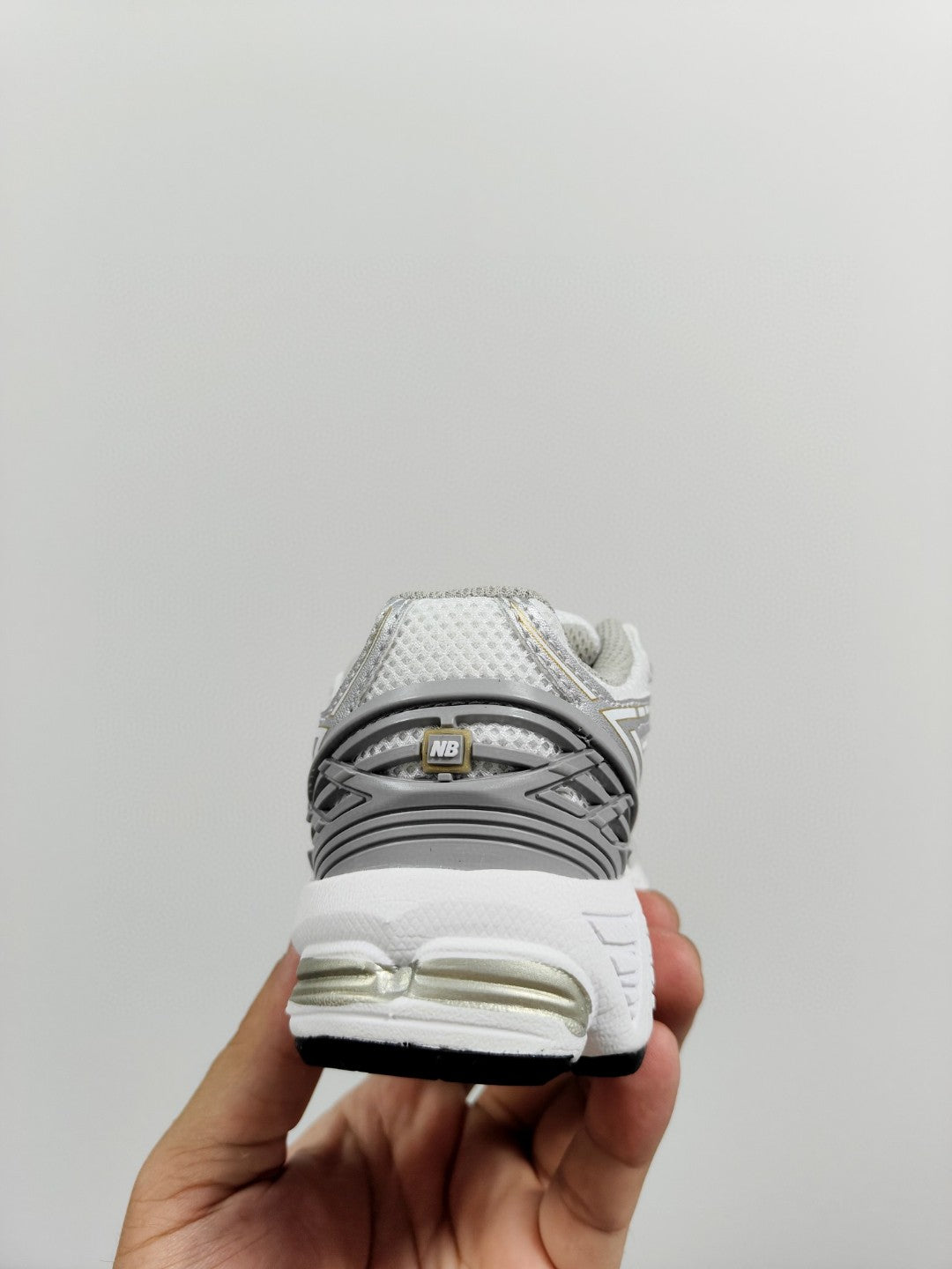 NB 1906 Velcro Kids Running Shoes" white, silver"