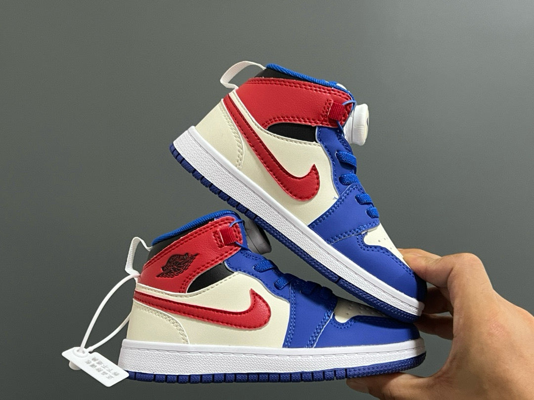 Joe 1 Zhongbang lock children's sports shoes" cream , blue, red"