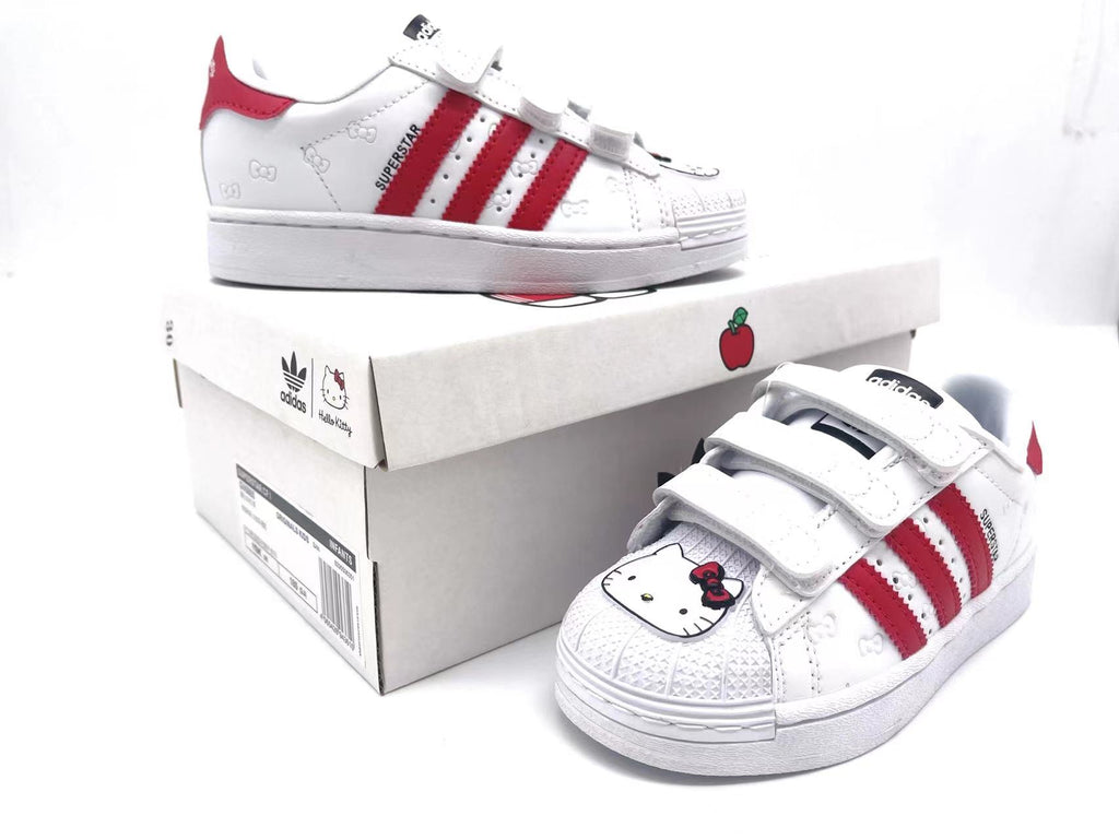 Adidas classic shell toe children's shoes" white, red"