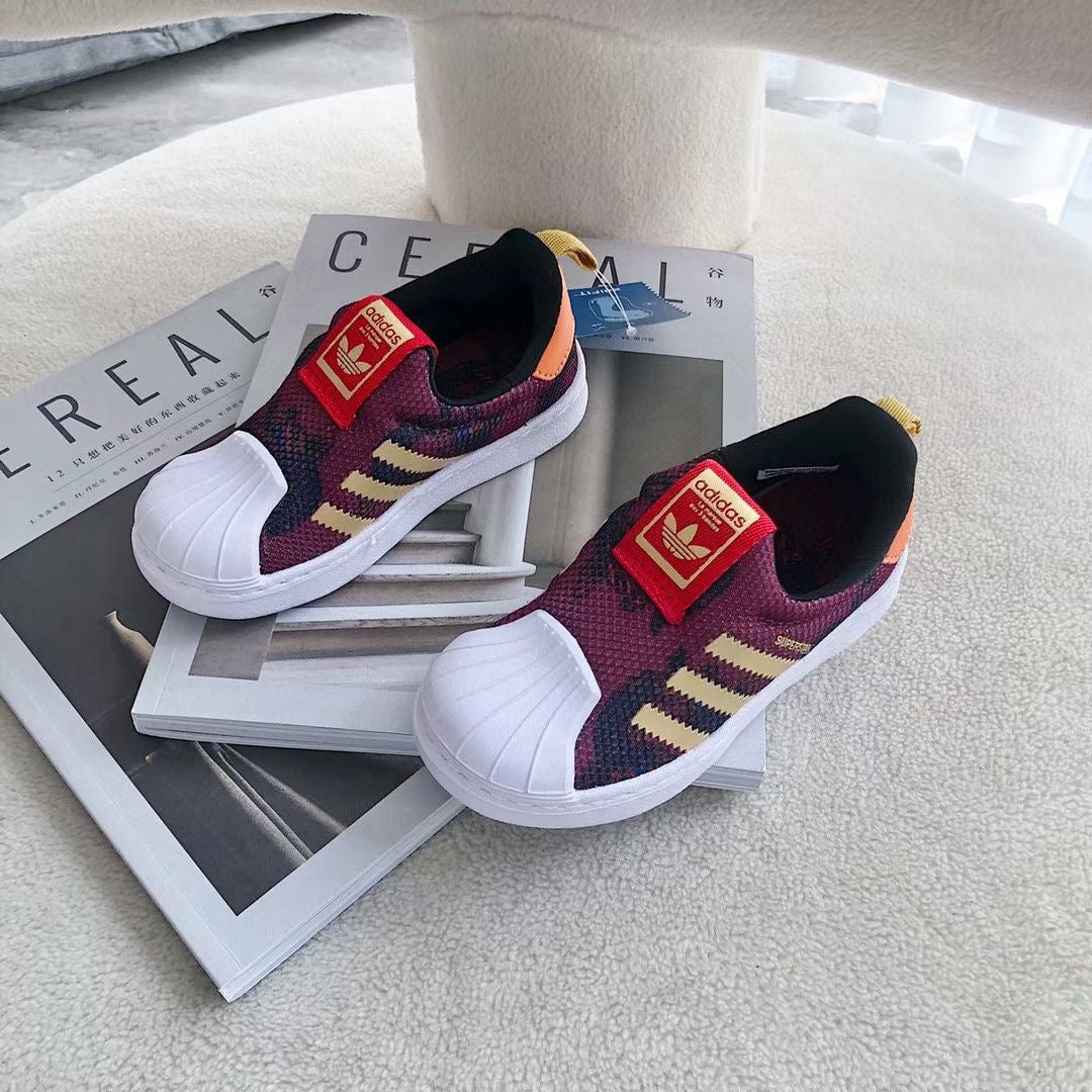 Adidas one-step soft mesh shoes for children" Burgundy, white"