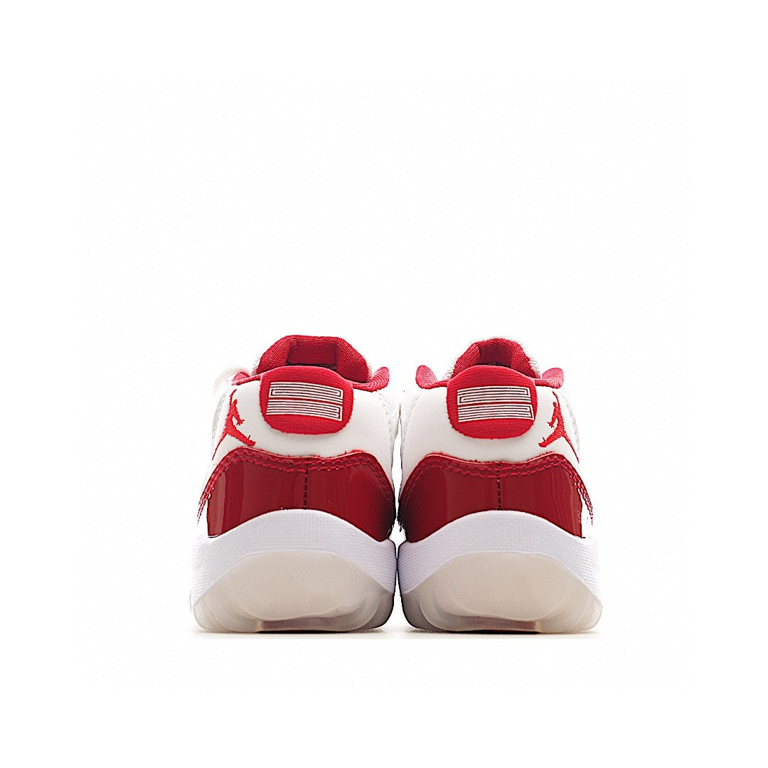 The classic AJ11 is back, mid-top" white, red"